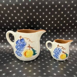 Stangl Fruit Pattern Pottery Pitchers Set of 2